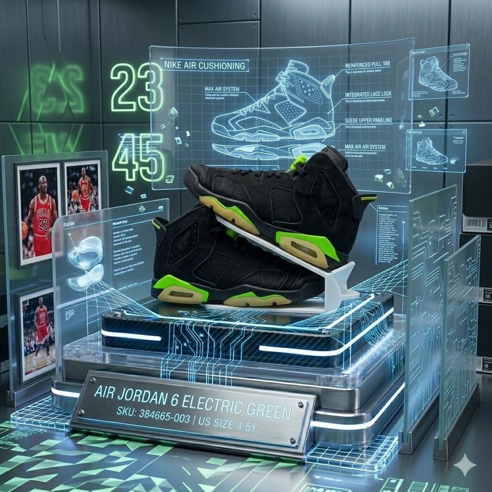Jordan Air Jordan 6 Electric Green 384665-003 4.5Y
